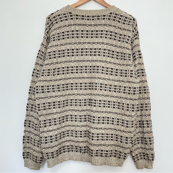 Oversized Slouchy Neutral Granola Girl Cable Knit Grandpa Sweater Basket Weave - Picture 4 of 5